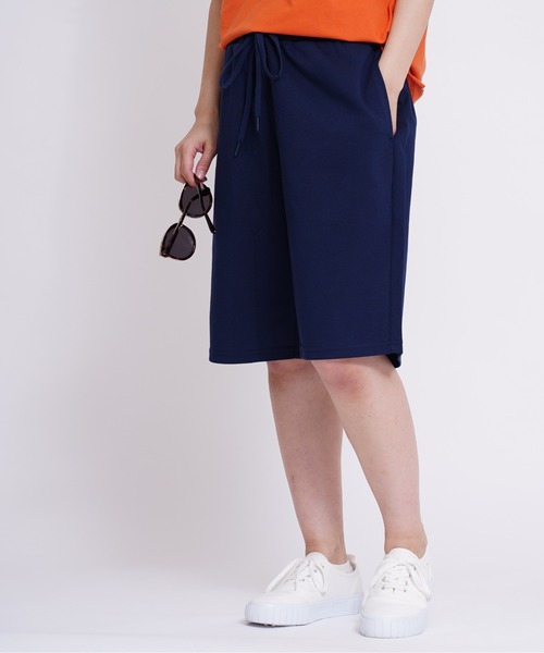 GIORDANO（ジョルダーノ）の「[GIORDANO] ダブルニットショーツ (接触冷感,抗菌加工) ユニセックス（スウェットパンツ・レディース・ブラック/ネイビー/カーキ/グリーン/ブラック系その他/杢グレー/グリーン系その他/ブルー系その他・SMALL/MEDIUM/LARGE/X-LARGE）」の7枚目の写真