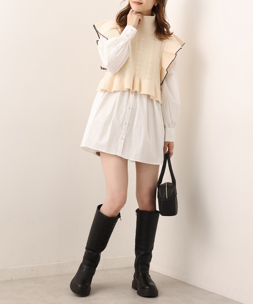 one after another NICE CLAUP（ワンアフターアナザーナイスクラップ）の「着回し広がる！ベストセット3wayニット（ニット/セーター・レディース・ブラック/ベージュ/オフホワイト・FREE）」の10枚目の写真
