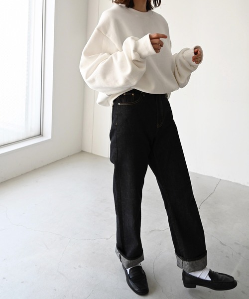 CANAL JEAN(キャナルジーン)の「El mar(エルマール) 裏起毛コンパクト無地トレーナー(スウェット・レディース・ホワイト/ピンク/セージグリーン/ヘザーグレー/クリーム・ONE SIZE)」の7枚目の写真