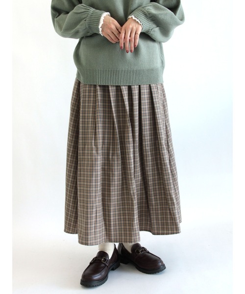 ehka sopo（エヘカソポ）の「チェックスカート（スカート・レディース・ブラウン/ベージュ/ミント・ﾌﾘ-）」の3枚目の写真