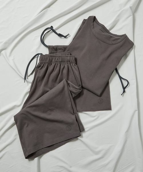 UNION STATION（ユニオンステーション）の「【Tシャツ+ショートパンツ+巾着ポーチの3点セット】ワンマイルウェア（Tシャツ/カットソー・メンズ・ブラック/ベージュ/キャメル・LL/M/L）」の2枚目の写真