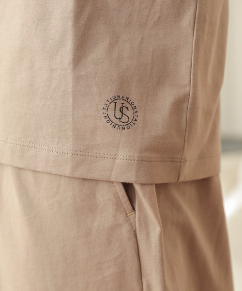 UNION STATION（ユニオンステーション）の「【Tシャツ+ショートパンツ+巾着ポーチの3点セット】ワンマイルウェア（Tシャツ/カットソー・メンズ・ブラック/ベージュ/キャメル・LL/M/L）」の15枚目の写真