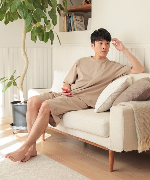 UNION STATION（ユニオンステーション）の「【Tシャツ+ショートパンツ+巾着ポーチの3点セット】ワンマイルウェア（Tシャツ/カットソー・メンズ・ブラック/ベージュ/キャメル・LL/M/L）」の10枚目の写真