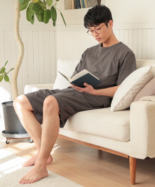 UNION STATION（ユニオンステーション）の「【Tシャツ+ショートパンツ+巾着ポーチの3点セット】ワンマイルウェア（Tシャツ/カットソー・メンズ・ブラック/ベージュ/キャメル・LL/M/L）」の5枚目の写真