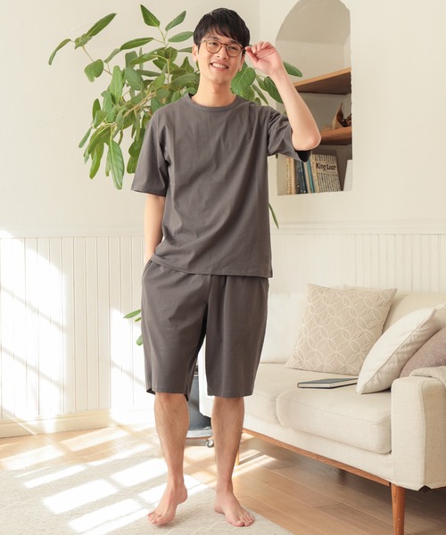 UNION STATION（ユニオンステーション）の「【Tシャツ+ショートパンツ+巾着ポーチの3点セット】ワンマイルウェア（Tシャツ/カットソー・メンズ・ブラック/ベージュ/キャメル・LL/M/L）」の6枚目の写真