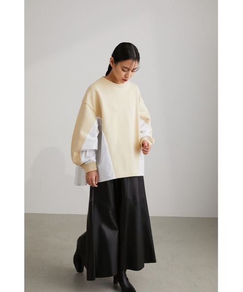 STYLEMIXER(スタイルミキサー)の「コンビネーションスウェットトップ(スウェット・レディース・ホワイト/ベージュ/チャコールグレー/ブルー・FREE)」の4枚目の写真