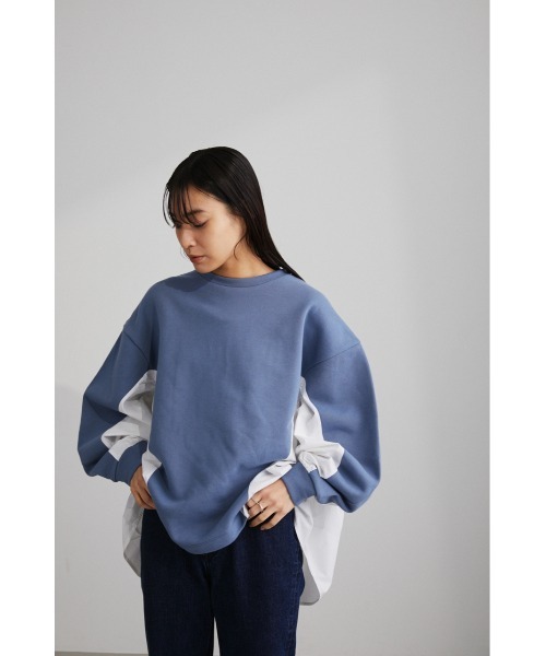 STYLEMIXER(スタイルミキサー)の「コンビネーションスウェットトップ(スウェット・レディース・ホワイト/ベージュ/チャコールグレー/ブルー・FREE)」の1枚目の写真