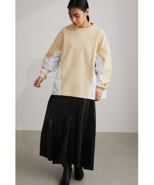 STYLEMIXER(スタイルミキサー)の「コンビネーションスウェットトップ(スウェット・レディース・ホワイト/ベージュ/チャコールグレー/ブルー・FREE)」の13枚目の写真