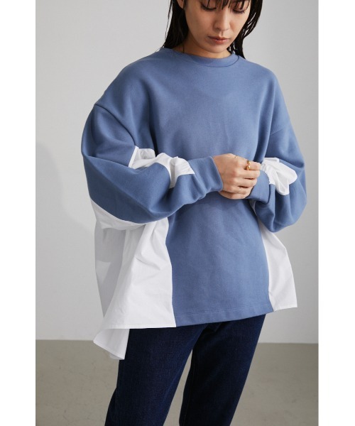 STYLEMIXER(スタイルミキサー)の「コンビネーションスウェットトップ(スウェット・レディース・ホワイト/ベージュ/チャコールグレー/ブルー・FREE)」の14枚目の写真