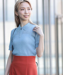 Ray BEAMS | Ray BEAMS / ラメ リブ ニット ポロシャツ(ポロシャツ)