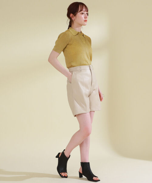 Ray BEAMS（レイビームス）の「Ray BEAMS / ラメ リブ ニット ポロシャツ（ポロシャツ・レディース・ブルー/マスタード・ONE SIZE）」の5枚目の写真