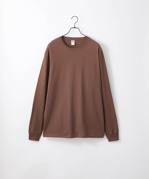 FRUIT OF THE LOOM（フルーツオブザルーム）の「FRUIT OF THE LOOM / フルーツオブザルーム ベーシック クルーネック 長袖Tシャツ（Tシャツ/カットソー・メンズ・ピンク/ケリー/ロイヤルブルー/ホワイト/ネイビー/ダークベージュ/パープル/チャコール/グリーン/ブラック/マルーン/ブラウン/ヘザーグレー・L/M/S/XL）」の5枚目の写真