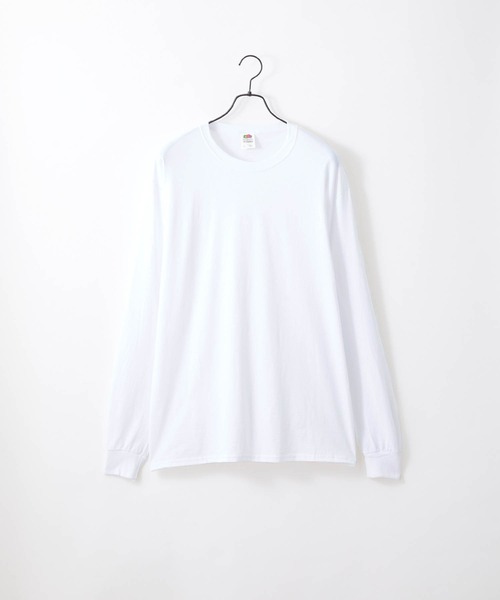 FRUIT OF THE LOOM（フルーツオブザルーム）の「FRUIT OF THE LOOM / フルーツオブザルーム ベーシック クルーネック 長袖Tシャツ（Tシャツ/カットソー・メンズ・ピンク/ケリー/ロイヤルブルー/ホワイト/ネイビー/ダークベージュ/パープル/チャコール/グリーン/ブラック/マルーン/ブラウン/ヘザーグレー・L/M/S/XL）」の2枚目の写真