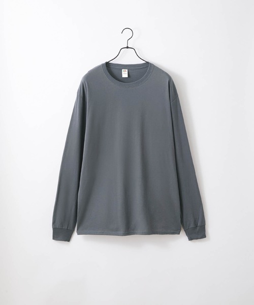 FRUIT OF THE LOOM（フルーツオブザルーム）の「FRUIT OF THE LOOM / フルーツオブザルーム ベーシック クルーネック 長袖Tシャツ（Tシャツ/カットソー・メンズ・ピンク/ケリー/ロイヤルブルー/ホワイト/ネイビー/ダークベージュ/パープル/チャコール/グリーン/ブラック/マルーン/ブラウン/ヘザーグレー・L/M/S/XL）」の4枚目の写真