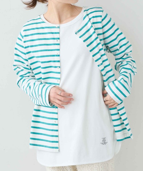 PUAL CE CIN（ピュアルセシン）の「ボーダー2WAYロングスリーブ（Tシャツ/カットソー・レディース・グレー/グリーン/ブルー/ピンク・FREE）」の3枚目の写真