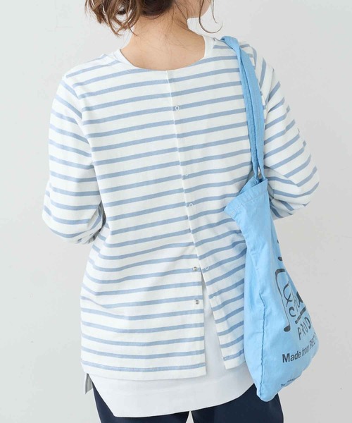 PUAL CE CIN（ピュアルセシン）の「ボーダー2WAYロングスリーブ（Tシャツ/カットソー・レディース・グレー/グリーン/ブルー/ピンク・FREE）」の15枚目の写真