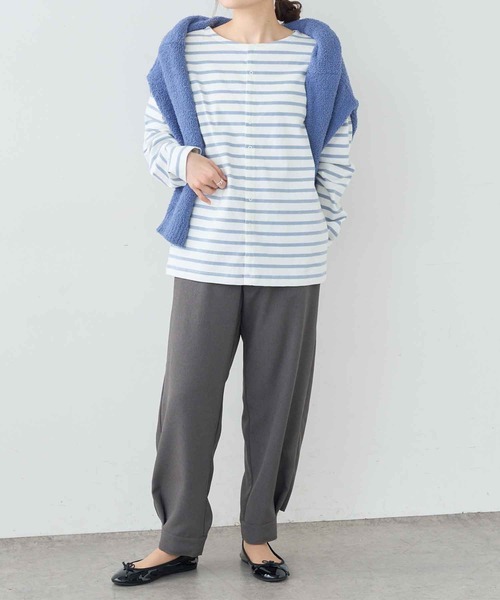 PUAL CE CIN（ピュアルセシン）の「ボーダー2WAYロングスリーブ（Tシャツ/カットソー・レディース・グレー/グリーン/ブルー/ピンク・FREE）」の16枚目の写真