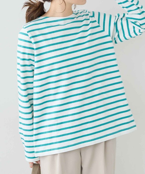 PUAL CE CIN（ピュアルセシン）の「ボーダー2WAYロングスリーブ（Tシャツ/カットソー・レディース・グレー/グリーン/ブルー/ピンク・FREE）」の8枚目の写真