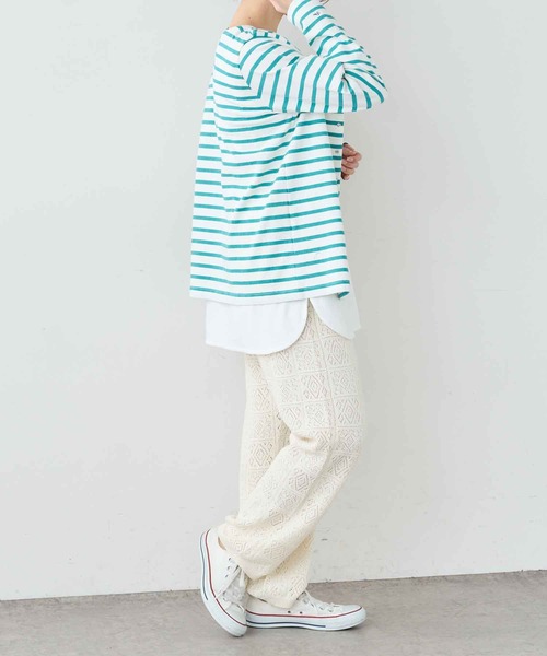 PUAL CE CIN（ピュアルセシン）の「ボーダー2WAYロングスリーブ（Tシャツ/カットソー・レディース・グレー/グリーン/ブルー/ピンク・FREE）」の12枚目の写真