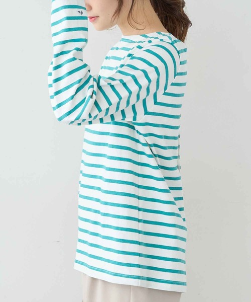 PUAL CE CIN（ピュアルセシン）の「ボーダー2WAYロングスリーブ（Tシャツ/カットソー・レディース・グレー/グリーン/ブルー/ピンク・FREE）」の9枚目の写真