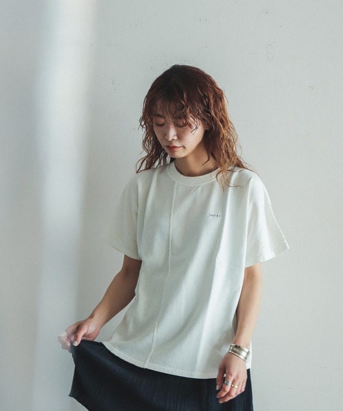 FIL DE FER(フィルデフェール)の「天竺×サーマルコンビ ドルマンP/O(Tシャツ/カットソー・レディース・ホワイト/パープル・FREE)」の9枚目の写真