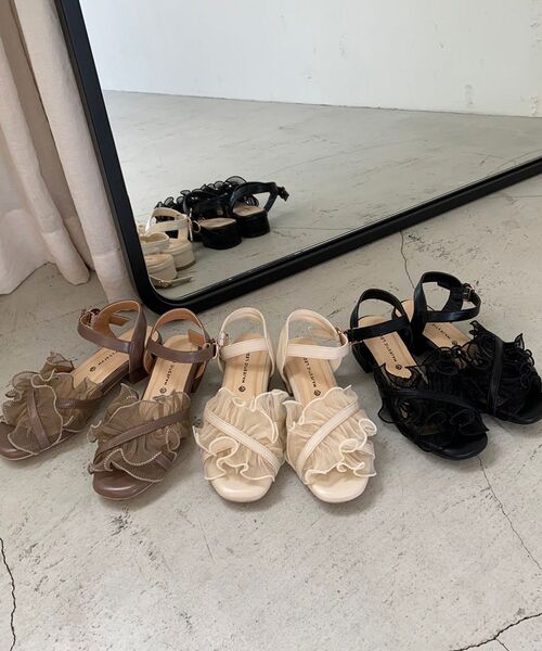 MAJESTIC LEGON（マジェスティックレゴン）の「シアーフリルサンダル（サンダル・レディース・アイボリー/モカ/ブラック/ブラウン系その他2・X-LARGE/SMALL/MEDIUM/LARGE）」の5枚目の写真