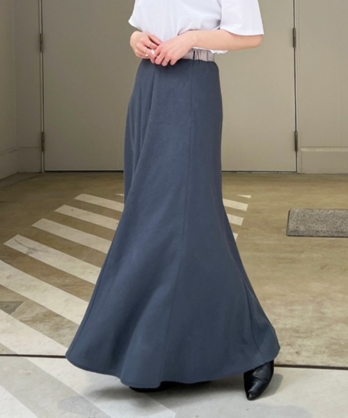 Chez toi（シェトワ）の「ウエスト配色リネンバイヤスフレアスカート（スカート・レディース・アイボリー/グリーン/ブルー/レッド・FREE）」の3枚目の写真