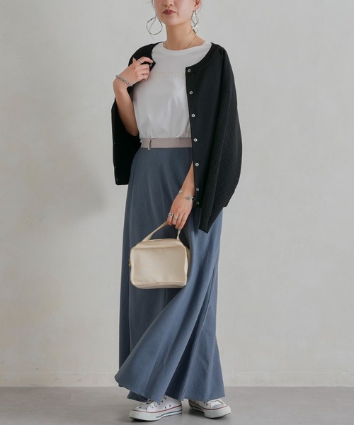 Chez toi（シェトワ）の「ウエスト配色リネンバイヤスフレアスカート（スカート・レディース・アイボリー/グリーン/ブルー/レッド・FREE）」の19枚目の写真