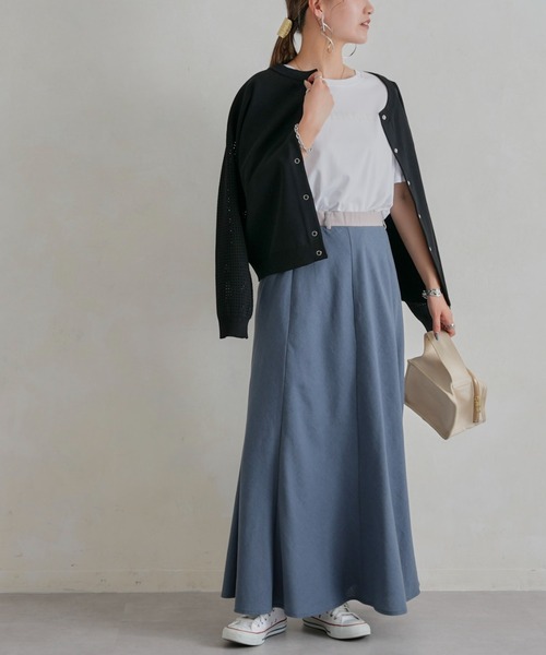 Chez toi（シェトワ）の「ウエスト配色リネンバイヤスフレアスカート（スカート・レディース・アイボリー/グリーン/ブルー/レッド・FREE）」の20枚目の写真