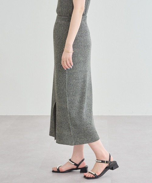 natural couture（ナチュラルクチュール）の「周りと差のつくコーデに仕上がる メランジスリットスカート（スカート・レディース・ブラック/グレー/ブラウン・FREE）」の17枚目の写真