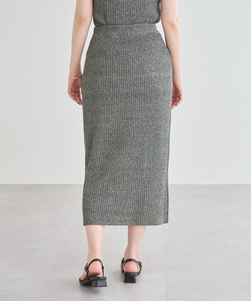 natural couture（ナチュラルクチュール）の「周りと差のつくコーデに仕上がる メランジスリットスカート（スカート・レディース・ブラック/グレー/ブラウン・FREE）」の18枚目の写真