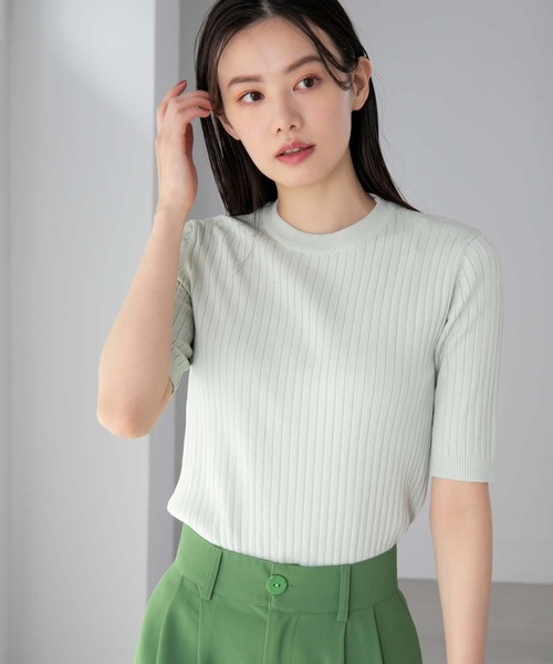 fifth(フィフス)の「クルーネック五分袖リブニット(ニット/セーター・レディース・イエロー/ミント・M)」の15枚目の写真