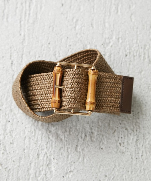 Green　Parks（グリーンパークス）の「・バンブーストレッチベルト（ベルト・レディース・ブラウン/ベージュ・FREE）」の2枚目の写真