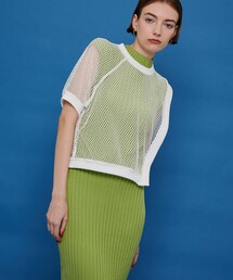 レイヤードメッシュトップス