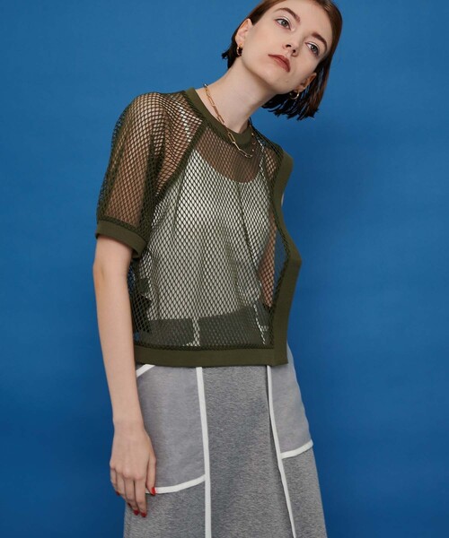 CITY TOKYO（シティトウキョウ）の「レイヤードメッシュトップス（ベスト・レディース・ホワイト/ブラック/カーキ・FREE）」の3枚目の写真