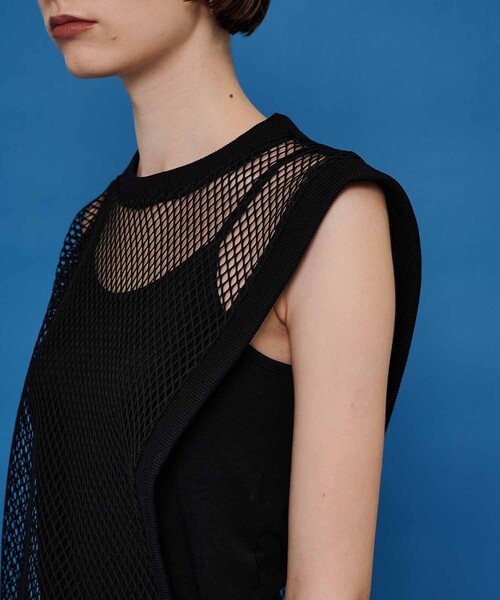 CITY TOKYO（シティトウキョウ）の「レイヤードメッシュトップス（ベスト・レディース・ホワイト/ブラック/カーキ・FREE）」の11枚目の写真