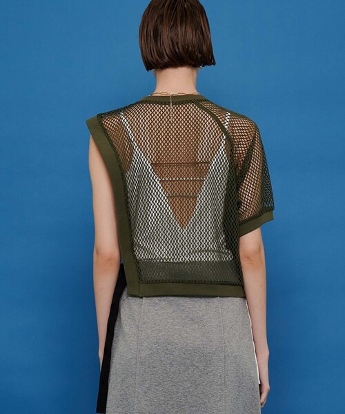 CITY TOKYO（シティトウキョウ）の「レイヤードメッシュトップス（ベスト・レディース・ホワイト/ブラック/カーキ・FREE）」の12枚目の写真