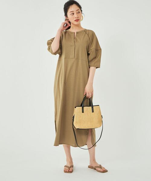 未使用品　グリーンレーベルリラクシング　シャツワンピース　シアー　麻　スキッパー 美品】green label relaxing スキッパーリネン混シャツワンピ