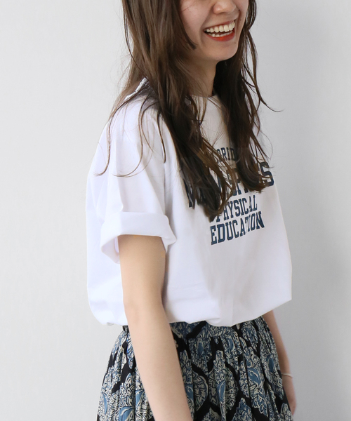 Champion(チャンピオン)の「別注【CHAMPION】*RELUME 20s/1 USA Cotton Jersey:ロゴTシャツ(Tシャツ/カットソー・レディース・ネイビー系2/ホワイト/ベージュ/グリーン・LARGE)」の9枚目の写真