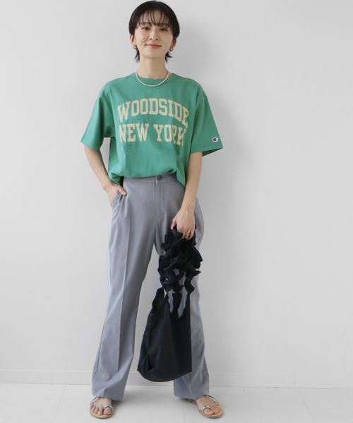 Champion(チャンピオン)の「別注【CHAMPION】*RELUME 20s/1 USA Cotton Jersey:ロゴTシャツ(Tシャツ/カットソー・レディース・ネイビー系2/ホワイト/ベージュ/グリーン・LARGE)」の17枚目の写真