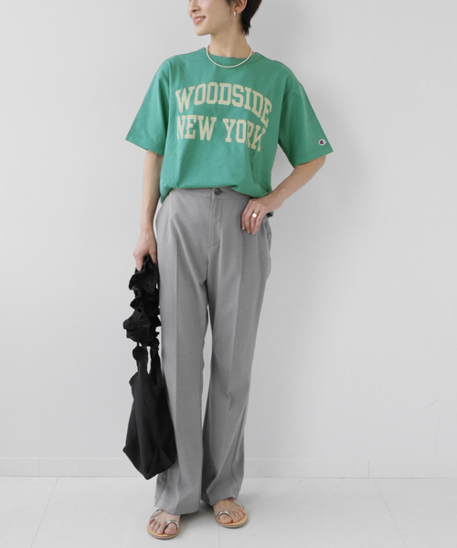 Champion(チャンピオン)の「別注【CHAMPION】*RELUME 20s/1 USA Cotton Jersey:ロゴTシャツ(Tシャツ/カットソー・レディース・ネイビー系2/ホワイト/ベージュ/グリーン・LARGE)」の18枚目の写真