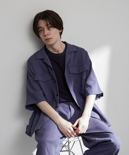 JUNRED(ジュンレッド)の「エアードレープビッグオープンカラーシャツ(シャツ/ブラウス・メンズ・グレー系その他/オリーブ/ブルー系その他4・S/M/L)」の1枚目の写真