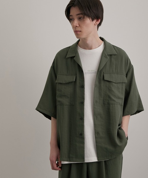 JUNRED(ジュンレッド)の「エアードレープビッグオープンカラーシャツ(シャツ/ブラウス・メンズ・グレー系その他/オリーブ/ブルー系その他4・S/M/L)」の6枚目の写真