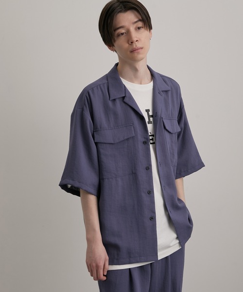 JUNRED(ジュンレッド)の「エアードレープビッグオープンカラーシャツ(シャツ/ブラウス・メンズ・グレー系その他/オリーブ/ブルー系その他4・S/M/L)」の8枚目の写真