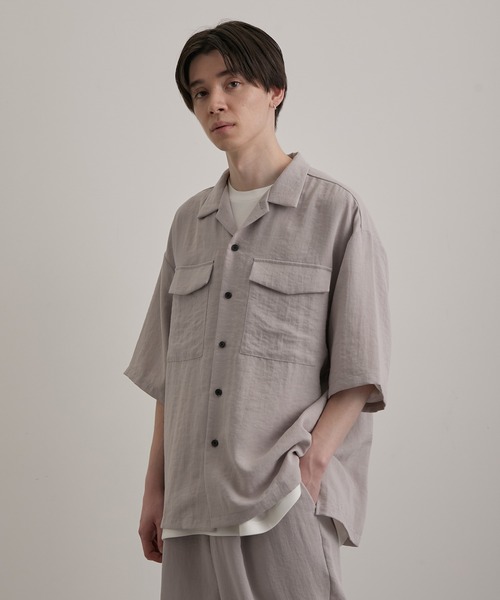 JUNRED(ジュンレッド)の「エアードレープビッグオープンカラーシャツ(シャツ/ブラウス・メンズ・グレー系その他/オリーブ/ブルー系その他4・S/M/L)」の5枚目の写真