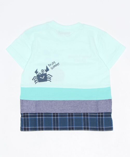 kladskap(クレードスコープ)の「異素材切替くじら半袖Tシャツ(Tシャツ/カットソー・キッズ・サックスブルー/オフホワイト・90cm/120cm/100cm/110cm/130cm)」の3枚目の写真