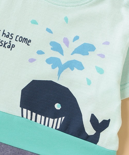 kladskap(クレードスコープ)の「異素材切替くじら半袖Tシャツ(Tシャツ/カットソー・キッズ・サックスブルー/オフホワイト・90cm/120cm/100cm/110cm/130cm)」の9枚目の写真