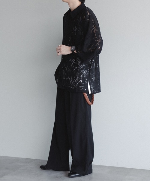 epnok(エプノック)の「レースシアールーズシャツ(シャツ/ブラウス・メンズ・ブラック/ブラウン/オフホワイト/チャコールグレー/グレイッシュベージュ/グレイッシュブルー/ネイビー/モカ/ブルー/イエロー/ブラック系2/ナチュラル/サックスブルー/グレー/アッシュグレー・SMALL/MEDIUM/LARGE)」の22枚目の写真