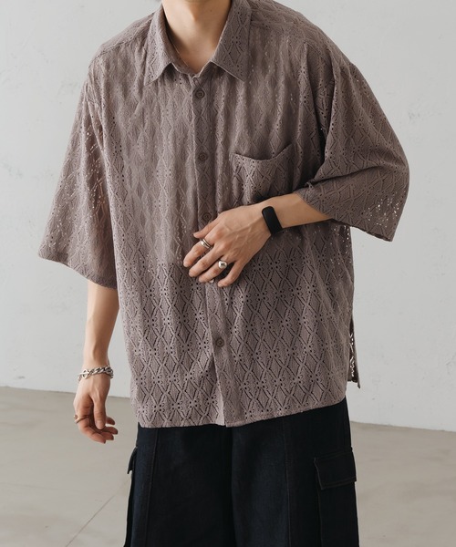 レースシアールーズシャツ レースシアールーズパンツ セットアップ epnok セール】レースシアールーズシャツ（シャツ/ブラウス）｜epnok