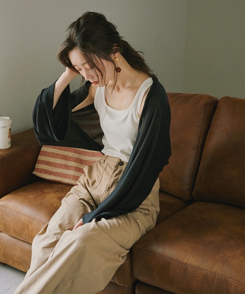 Fashion Letter（ファッションレター）の「2wayボレロuvカーディガン（カーディガン/ボレロ・レディース・ホワイト/ブラック/グレー/ネイビー・FREE）」の7枚目の写真